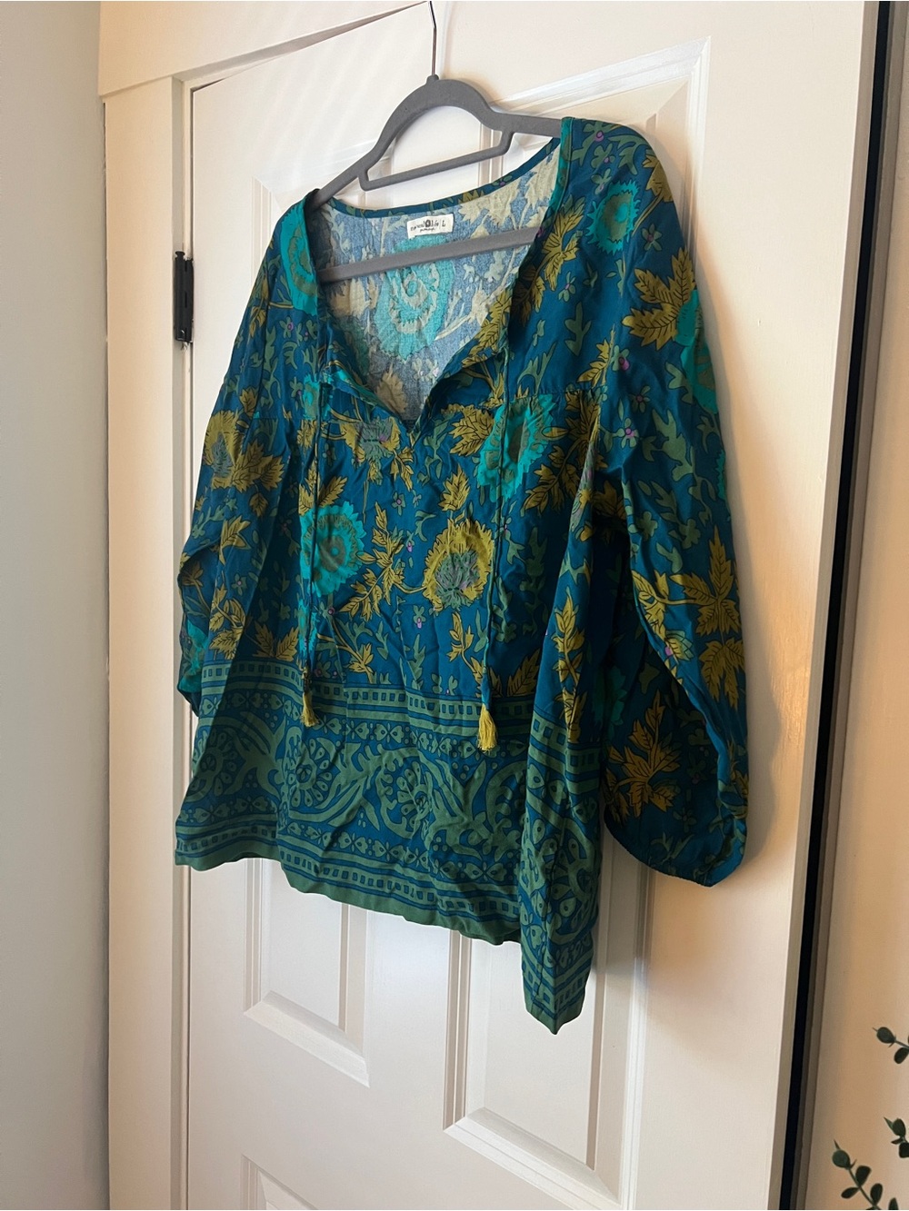 NATURAL LIFE Teal and Green Floral Boho Tunic - Picture 2 of 8
